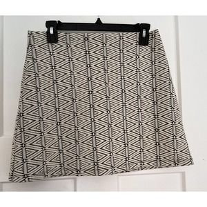 TOPSHOP‎ Geometric Woven Mini Skirt black white Zipper Womens 6 Lined Y2K